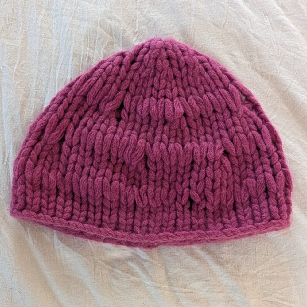Banana Republic Beanie Hat Womens One Size Pink 100% Cashmere Chunky Knit